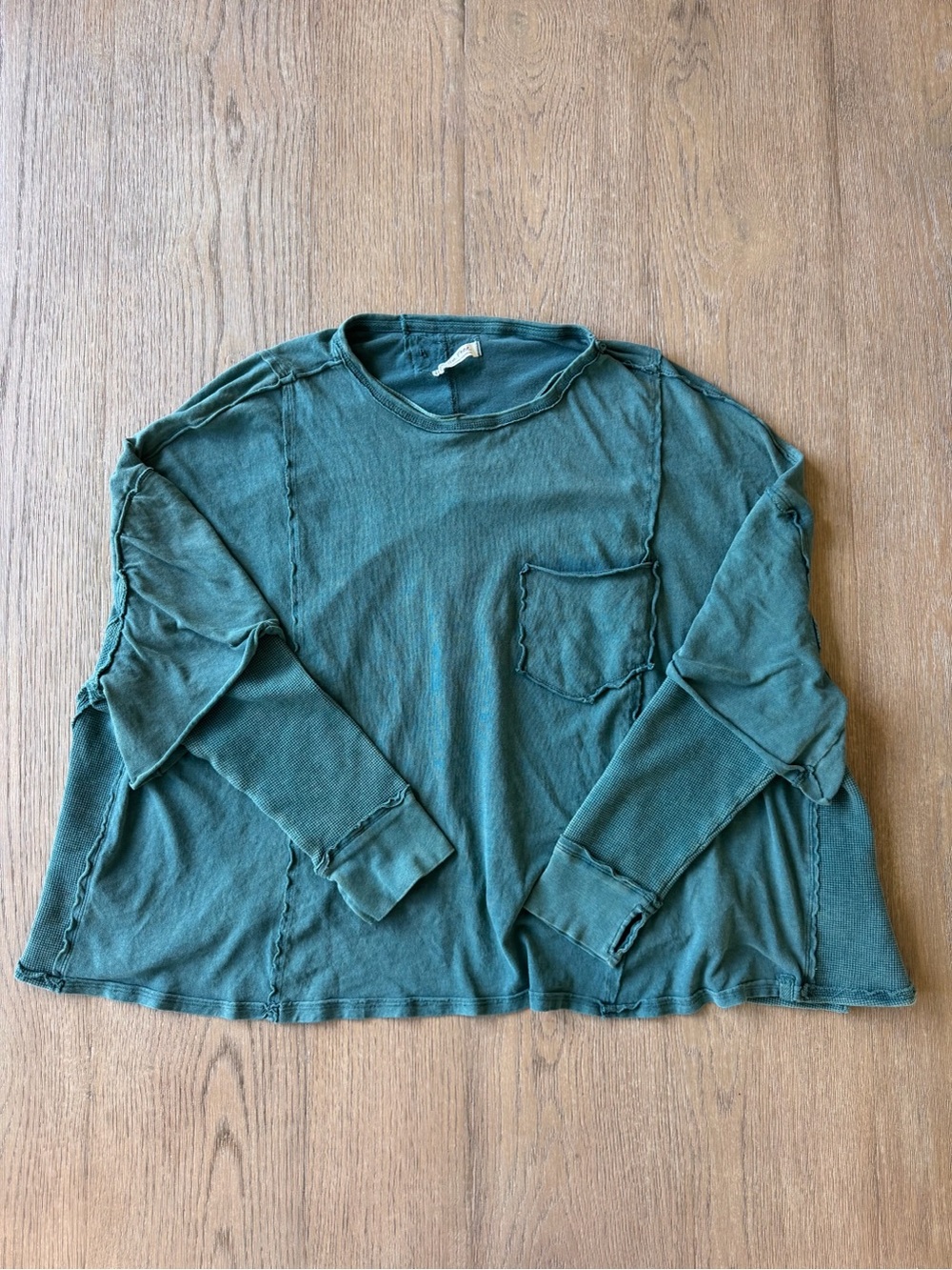 Free People We The Free Washed Long Sleeve Pocket Tee